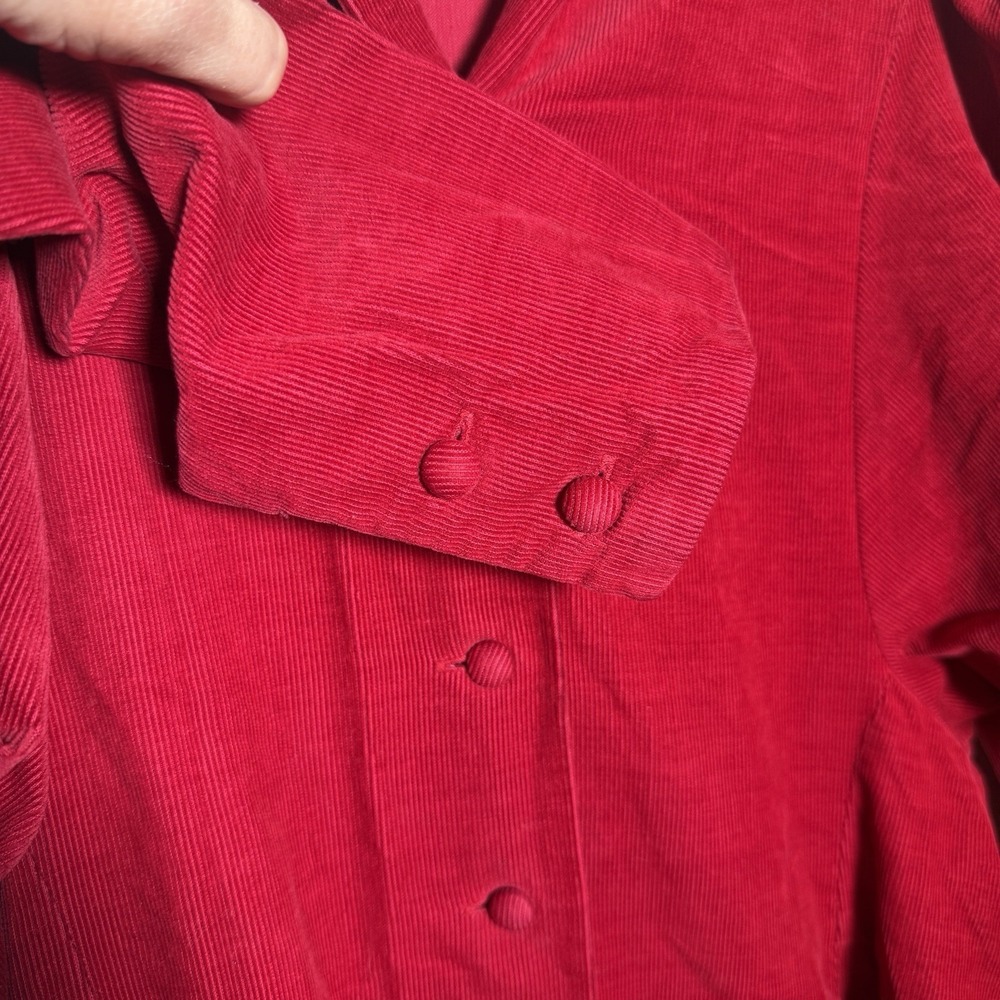 J. Peterman Co Red Corduroy Retro 40's Style Fit Flare Maxi Dress 14 - Picture 5 of 11
